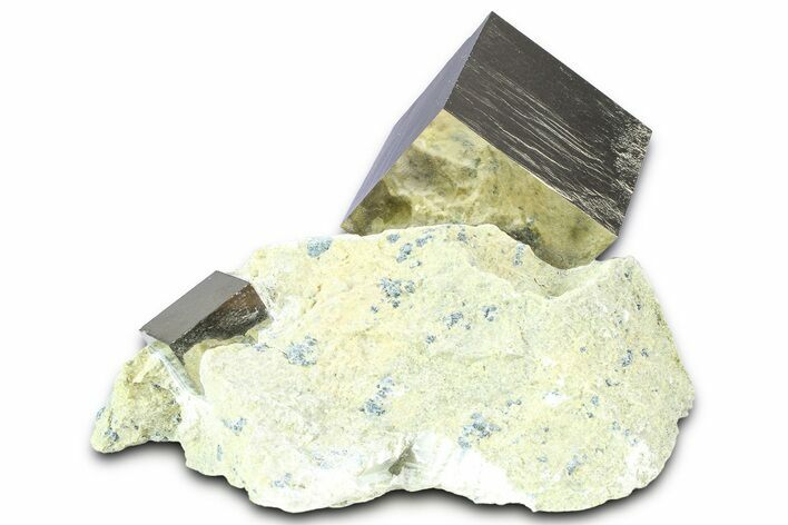 Two Large Natural Pyrite Cube In Rock - Navajun, Spain #361818